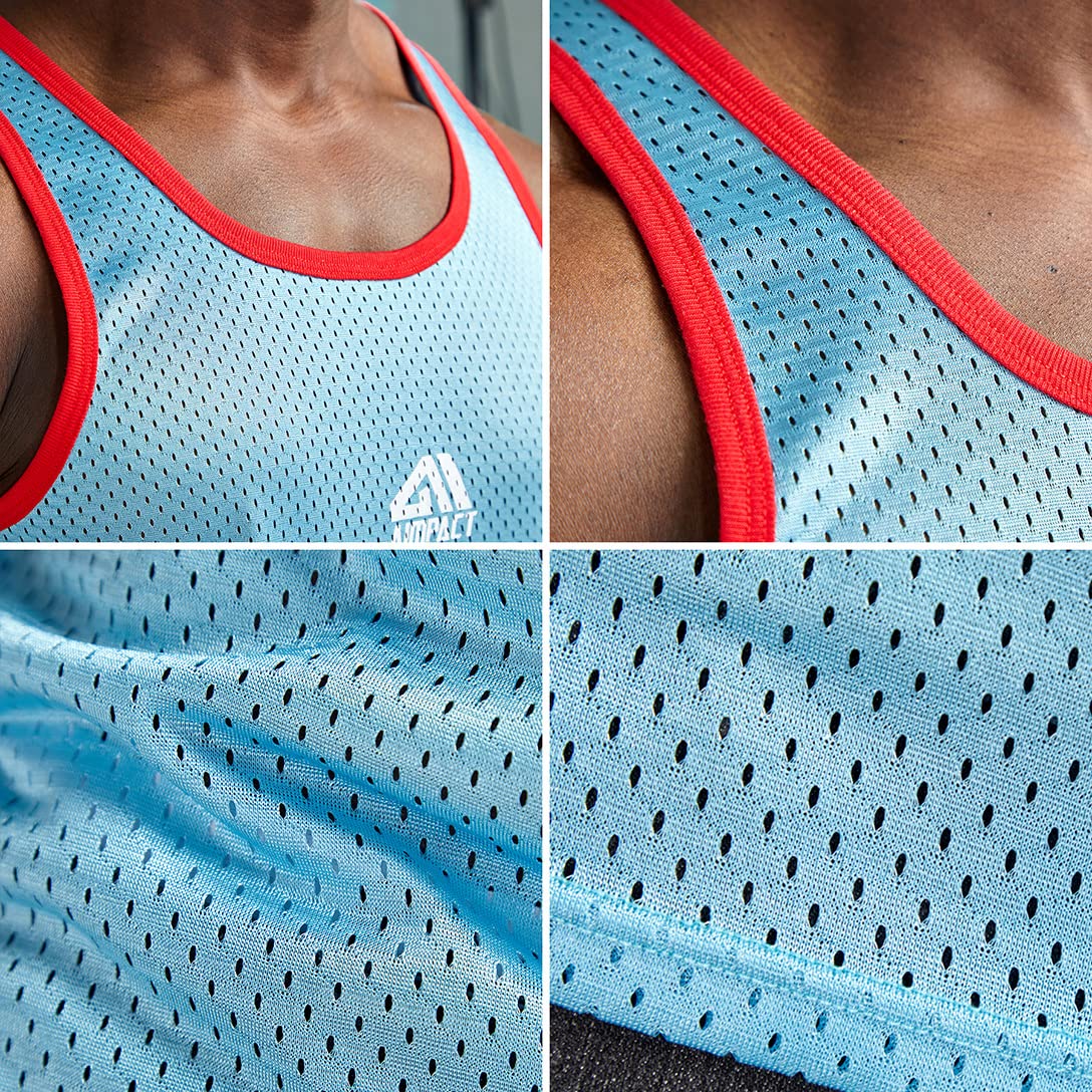 AIMPACT Men Athletic Workout Tank Tops Mesh Quick Dry Fitness Running Gym Muscle Sleeveless Shirts BlackBlueS