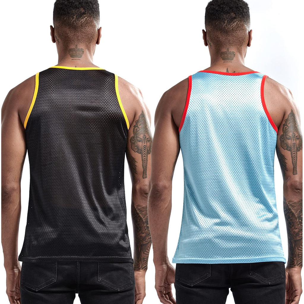 AIMPACT Men Athletic Workout Tank Tops Mesh Quick Dry Fitness Running Gym Muscle Sleeveless Shirts BlackBlueS
