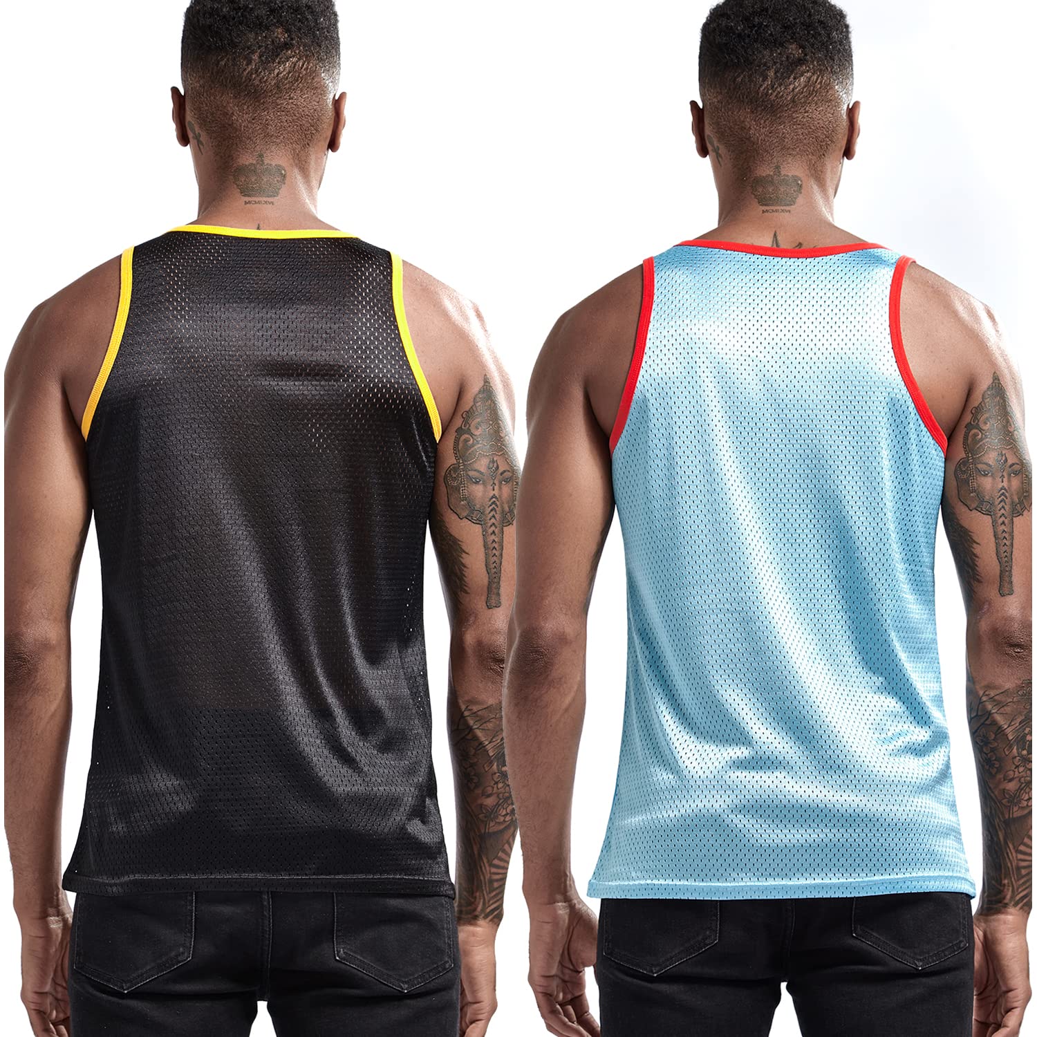 AIMPACT Men Athletic Workout Tank Tops Mesh Quick Dry Fitness Running Gym Muscle Sleeveless Shirts BlackBlueS