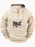 Men's Zipper Hoodie with Pockets and Print (White)
